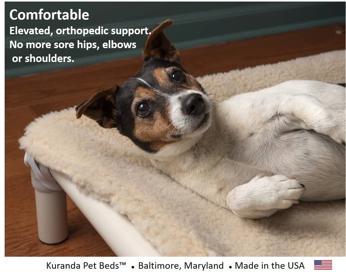 Kuranda Chewproof Bed - Almond PVC - 25'' x 18'' - Cordura Nylon - Gold