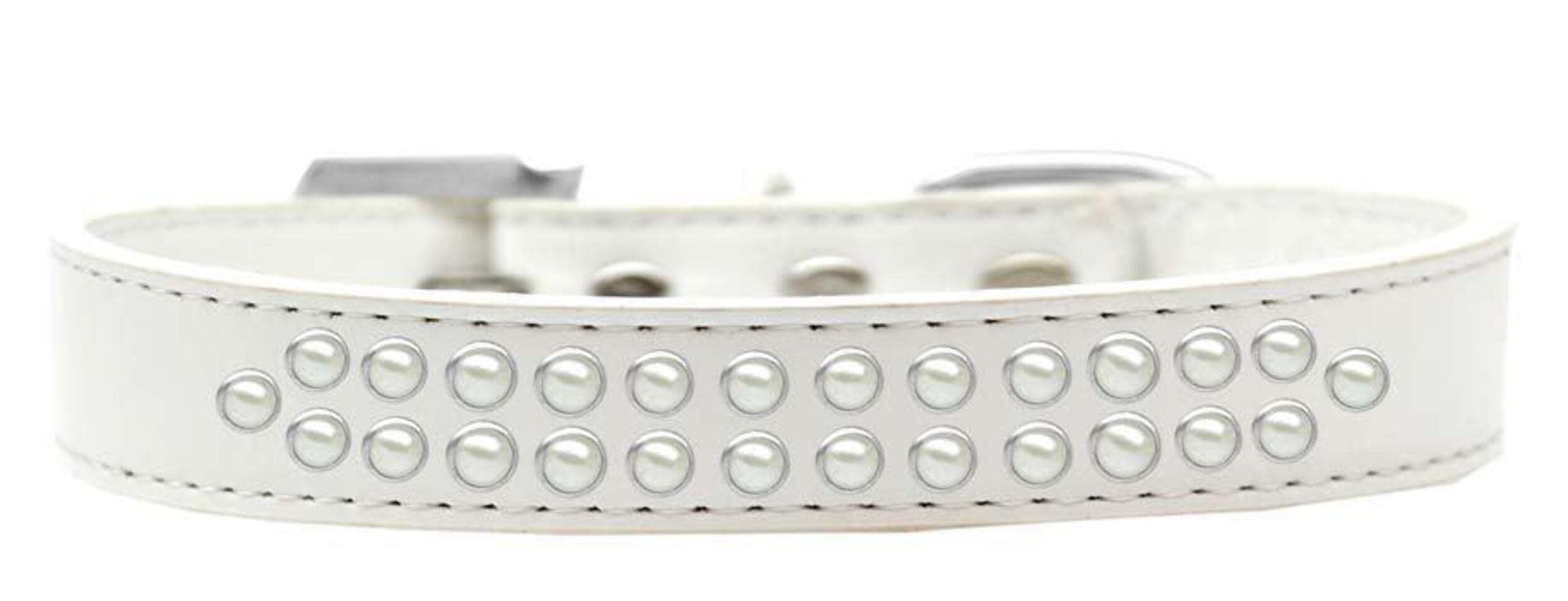 Mirage Pet Products Two Row Pearl Black Dog Collar, Size 20