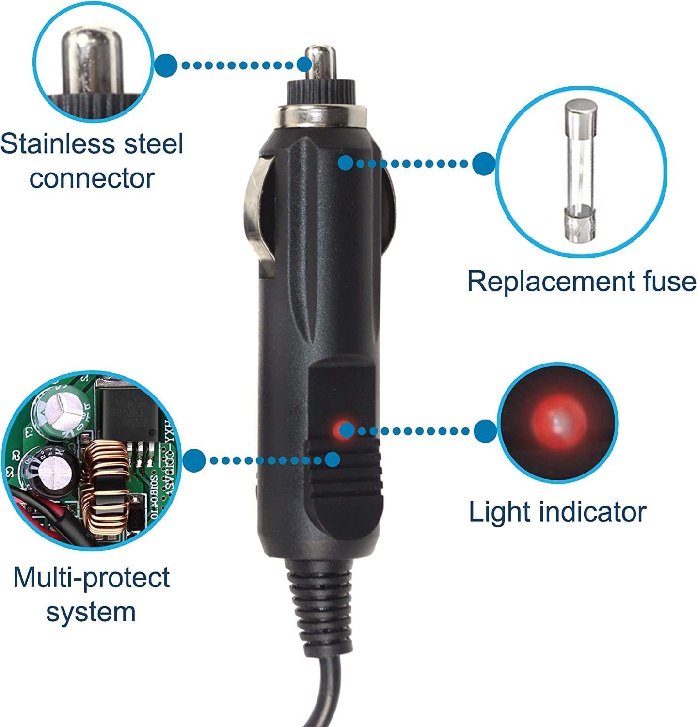 HQRP Car Charger Adapter for SportDOG FR-250 & SDT30 Dog Training Collars, Black, Plastic, Model 887774404282319
