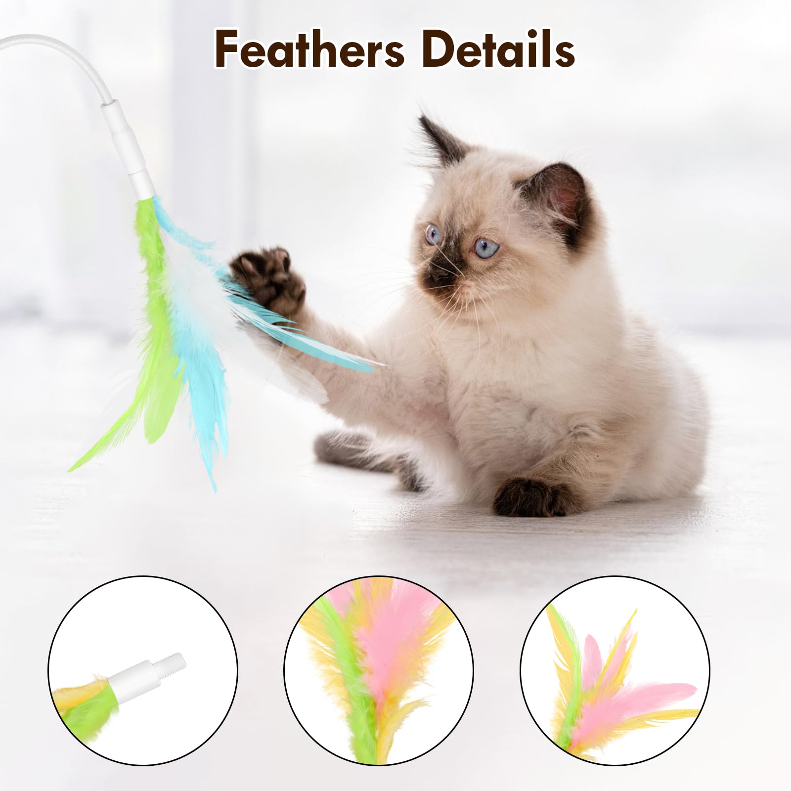 Apodess 6 Pcs Feather Replacement Cat Toys For Ct01 Cat Toy Feather Accessories For Indoor Refills Kittentoy Accessories