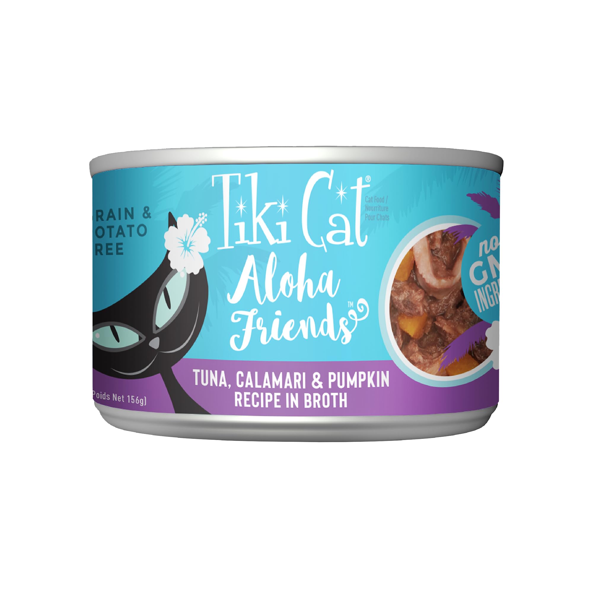 Tiki Cat Aloha Friends, Tuna, Calamari & Pumpkin, Grain-Free & High Moisture, Wet Cat Food for All Life Stages 5.5 oz. Cans (Pac