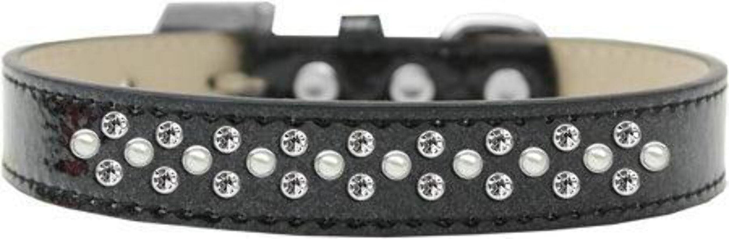 Mirage Pet Products Sprinkles Ice Cream Dog Collar with Pearl and Clear Crystals, Size 20, Black