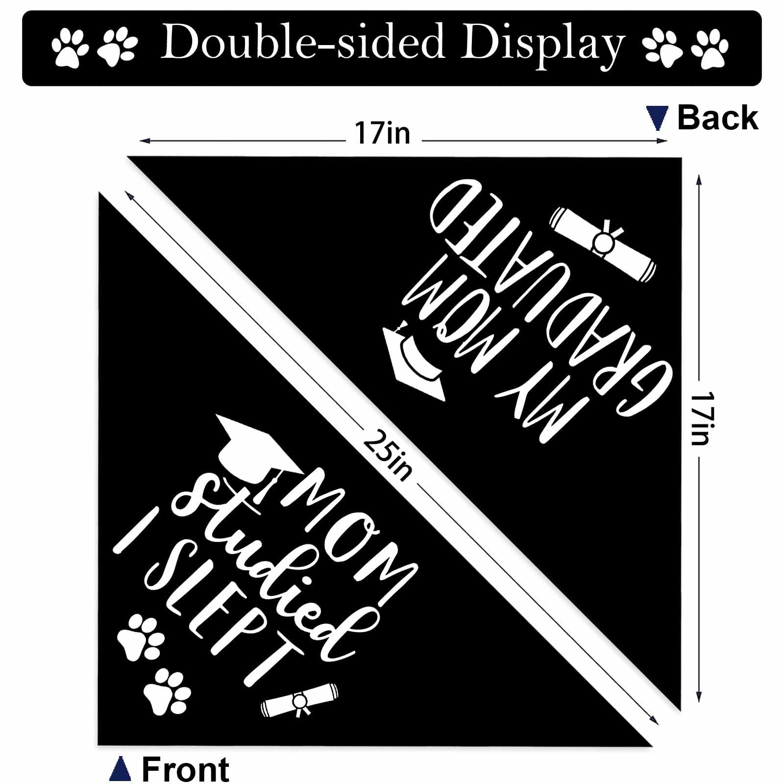 Graduation Dog Bandanas, My Mom Graduated Dog Outfits, 2 Pcs Adjustable Triangle Double-Layer Reversible Pet Bandanas For Small