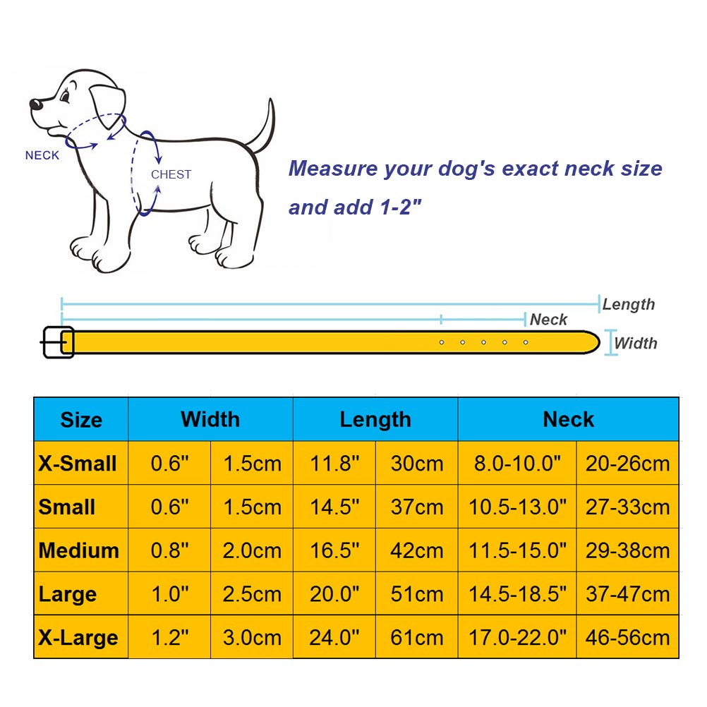 Aolove Basic Classic Padded Leather Pet Collars For Cats Puppy Small Medium Dogs (17-22 Neck * 1.2 Wide, Blue)