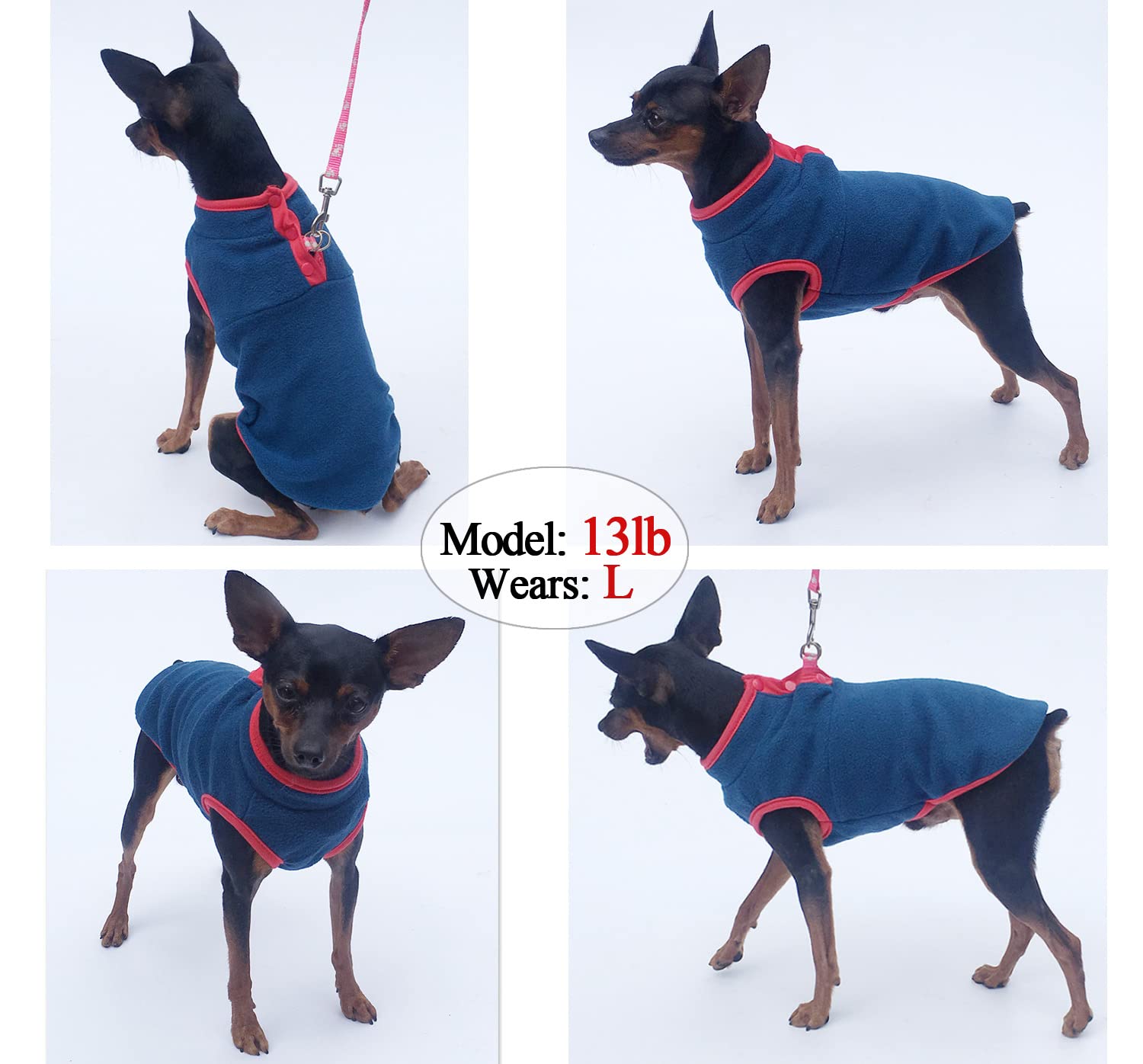 2 Pack Dog Fleece Vest Sweater, Warm Pullover Fleece Puppy Jacket, Autumn Winter Cold Weather Coat Clothes, Pet Stretch Fleece Apparel With Buttons For Small Medium Dog Cats (Red+Blue, X-Small)