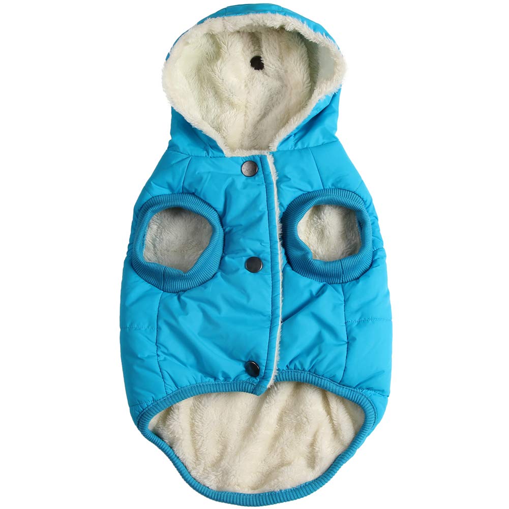 Vecomfy Fleece Lining Extra Warm Dog Hoodie In Winter For Small Dogs Jacket Puppy Coats With Hooded,Light Blue M