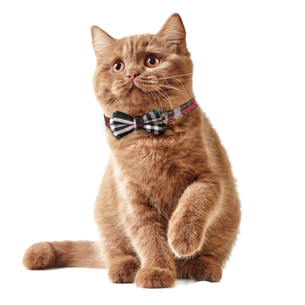 Kudes 2 Pack/Set Cat Collar Breakaway With Cute Bow Tie And Bell For Kitty And Some Puppies, Adjustable From 7.8-10.5 Inch