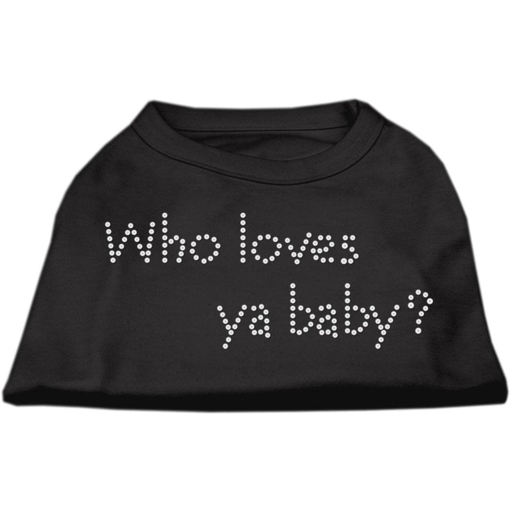 Mirage Pet Products Who Loves Ya Baby Rhinestone Pet Shirt, 3X-Large, Black
