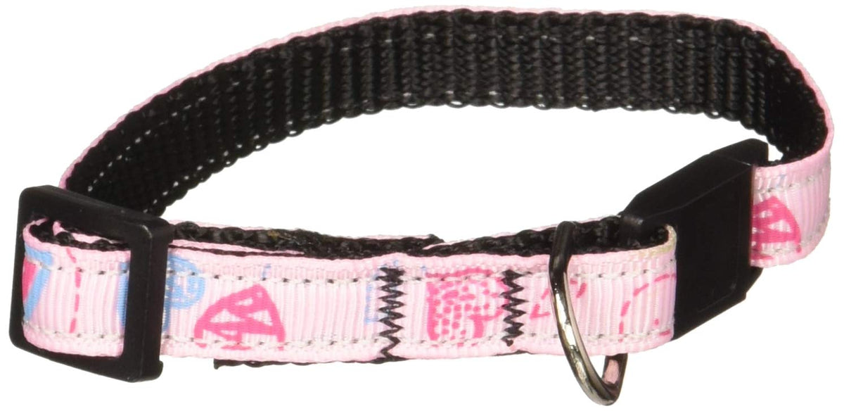 Mirage Pet Products Crazy Hearts Nylon Cat Safety Collars, Light Pink