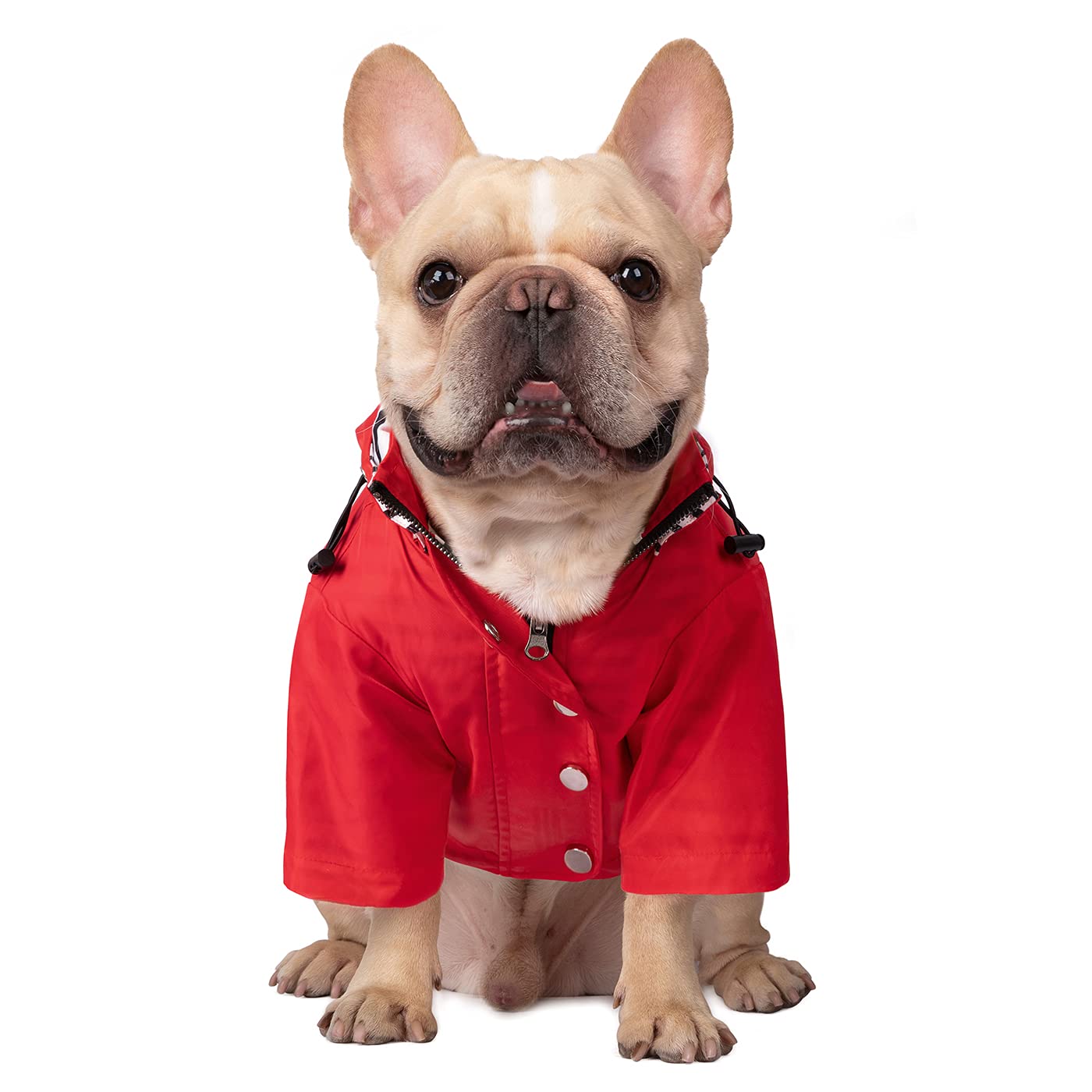 HDE Dog Raincoat Double Layer Zip Rain Jacket with Hood for Small to Large Dogs Red - L