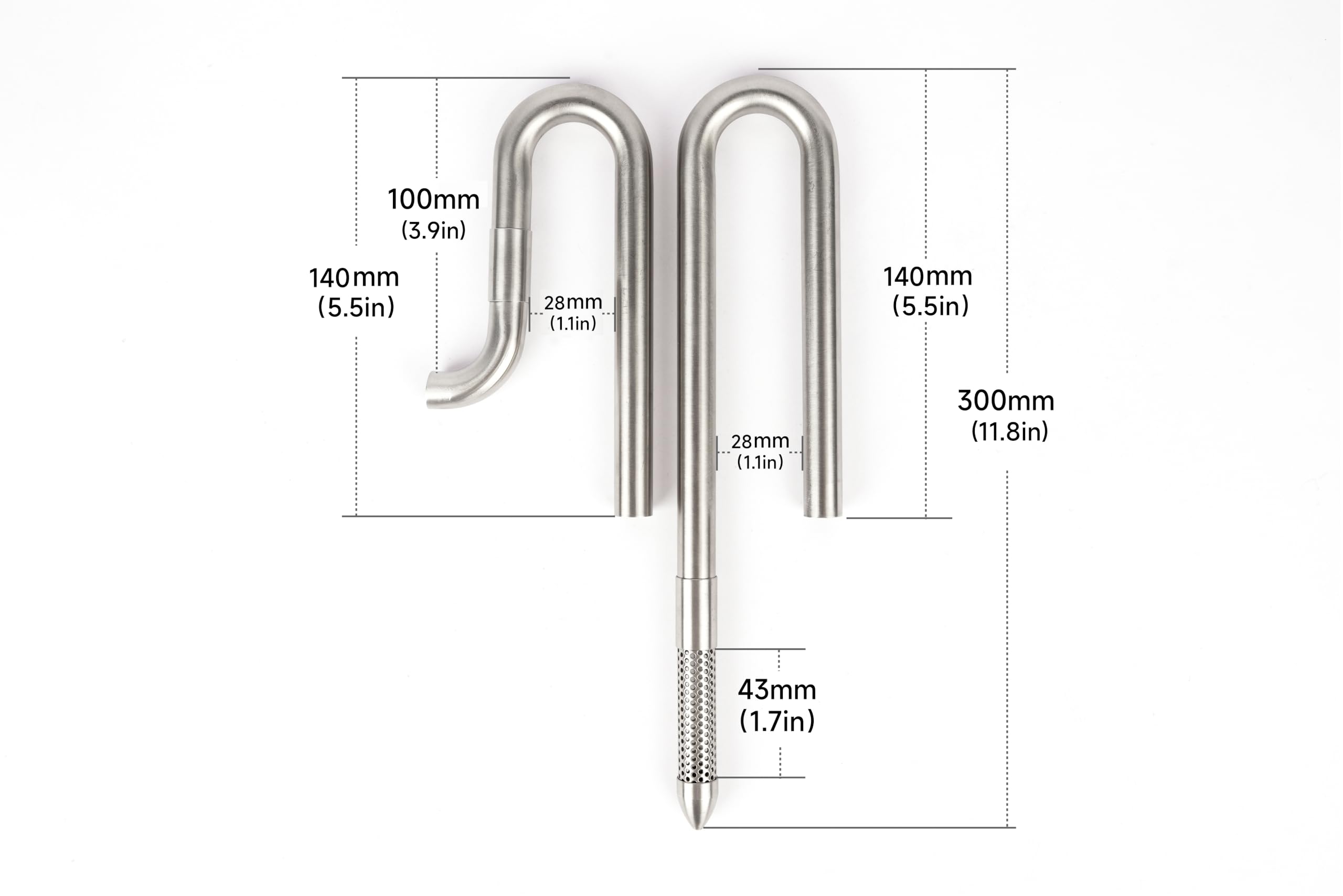 LANDEN 304 Stainless Steel Lily Pipes Set for Rimless Aquariums, Inflow/Outflow, 12mm Diameter