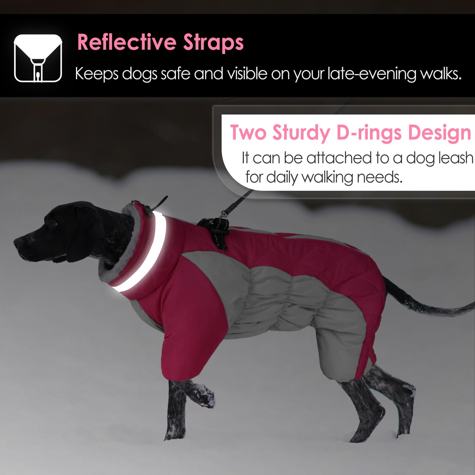 AOFITEE Dog Puffer Jacket: Windproof, Reflective Turtleneck Dog Snouseuit - Built-in Harness for Small/Medium/Large Dogs