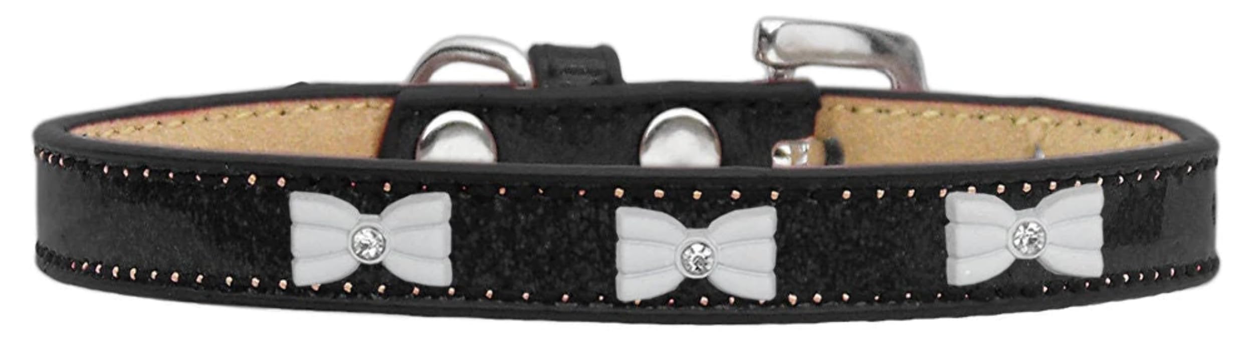 Dog, Puppy & Pet Widget Ice Cream Collar, White Bow Gold 10