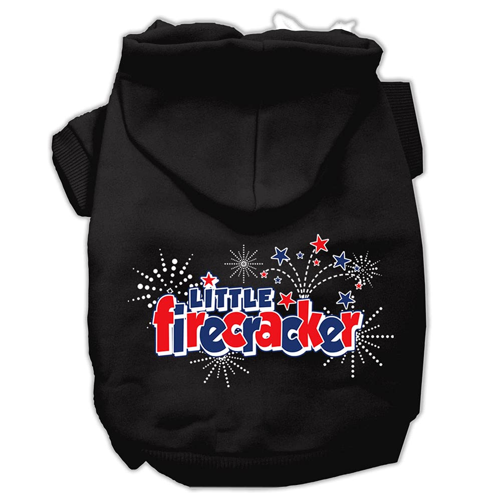 Pet Dog & Cat Hoodie Screen Printed, 'Little Firecracker' Black Xl (14-20 Lbs.)