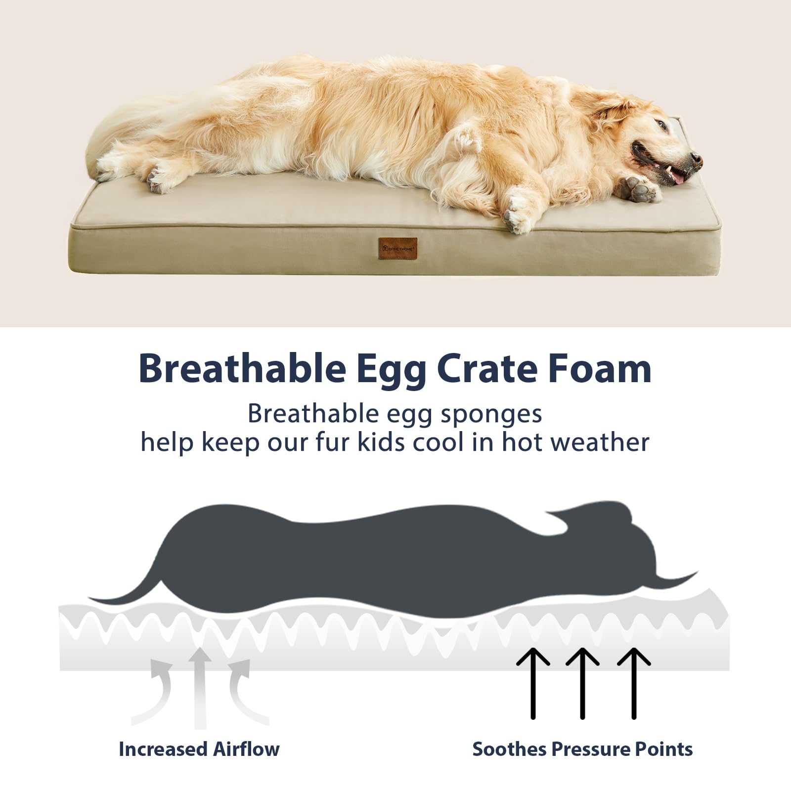 Bfpethome Outdoor Dog Bed For Large Dogs, Waterproof, Orthopedic With Removable Washable Cover, Egg Crate Foam Mat (36 X 27In, B