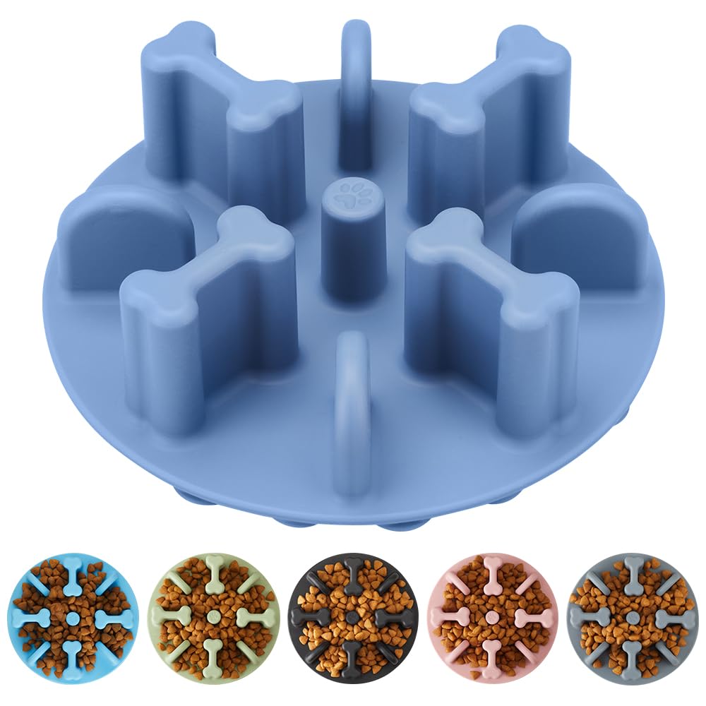 Slow Feeder Dog Bowls Insert, Animire Soft Silicone Anti-Choking Puzzle Slow Feeder, Anti-Slip Slow Down Eating Feeder Insert, C