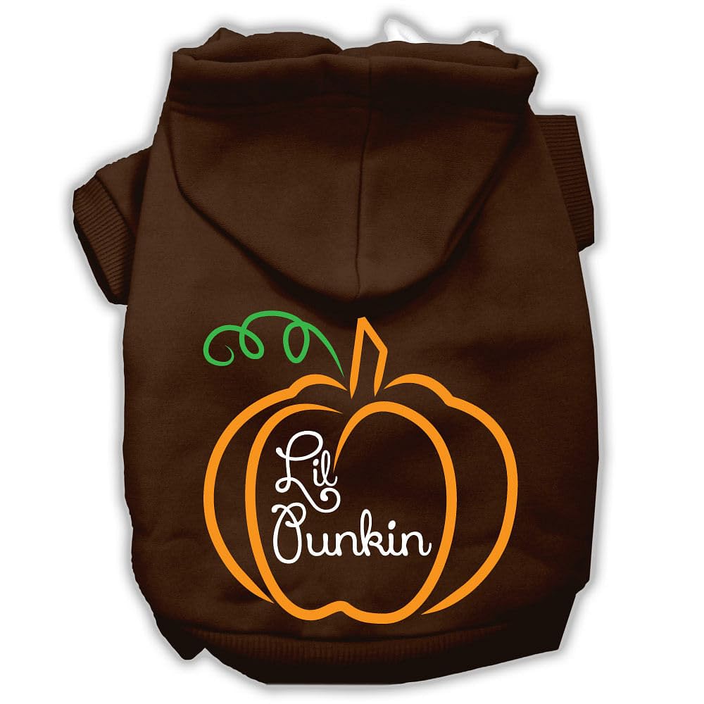 Halloween Pet Dog & Cat Hoodie Screen Printed, 'Lil Punkin' Brown Xs (0-3 Lbs.)