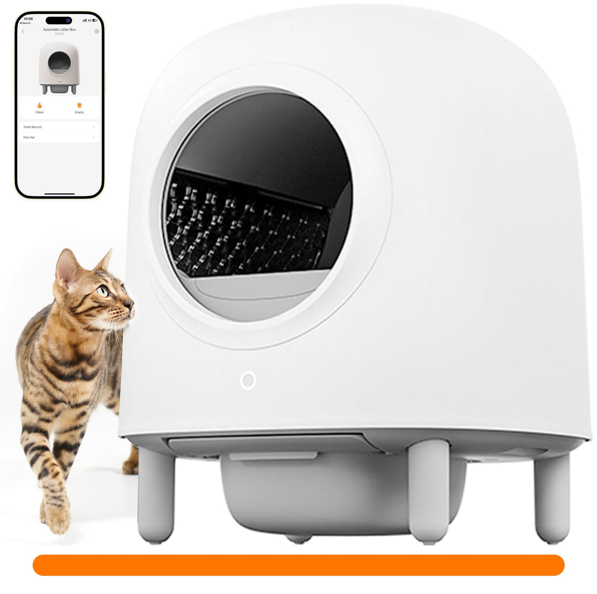 Abrct Self-Cleaning Cat Litter Robot Box - 62L Automatic Litter Box For Multi-Cats Odor Removal App Control Weight Sensor Pop Up