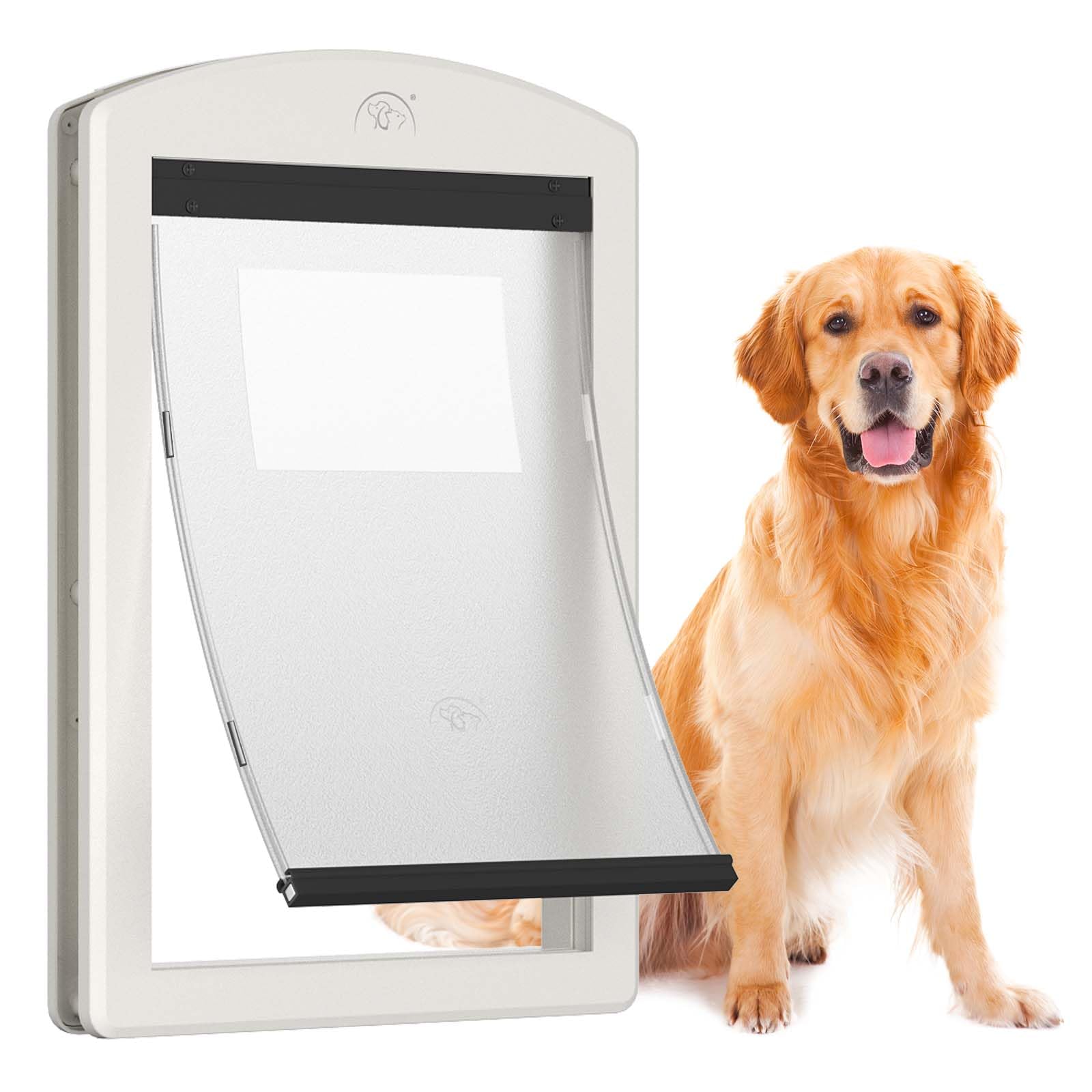 Pataplus Dog Door For Door,Door For Large Dogs And Pets, Strong Plastic Doggy Door And Large Dog Door With Sliding Lock Panel An
