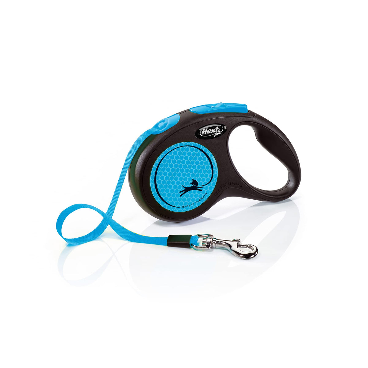 Flexi New Neon Tape Blue Small 5M Retractable Dog Leash/Lead For Dogs Up To 15Kgs/33Lbs