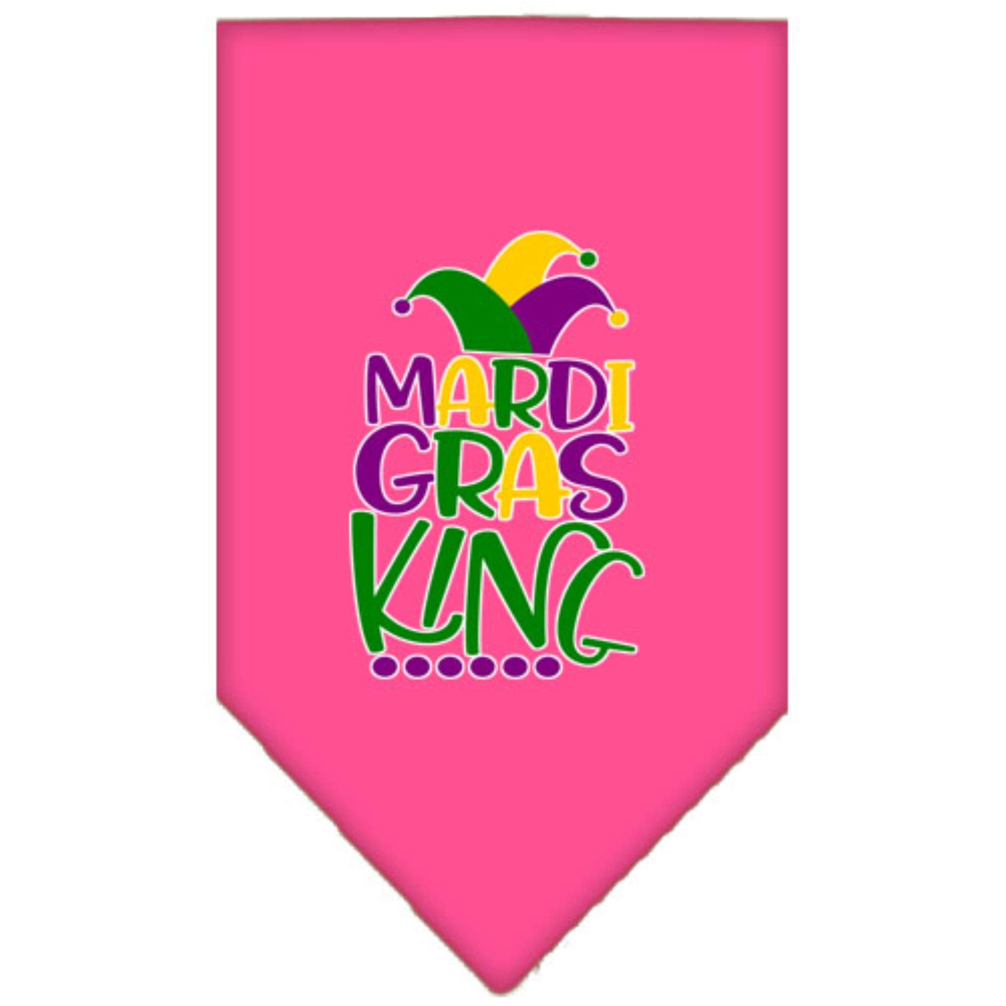 Mirage Pet Product Mardi Gras King Screen Print Mardi Gras Bandana Bright Pink Small