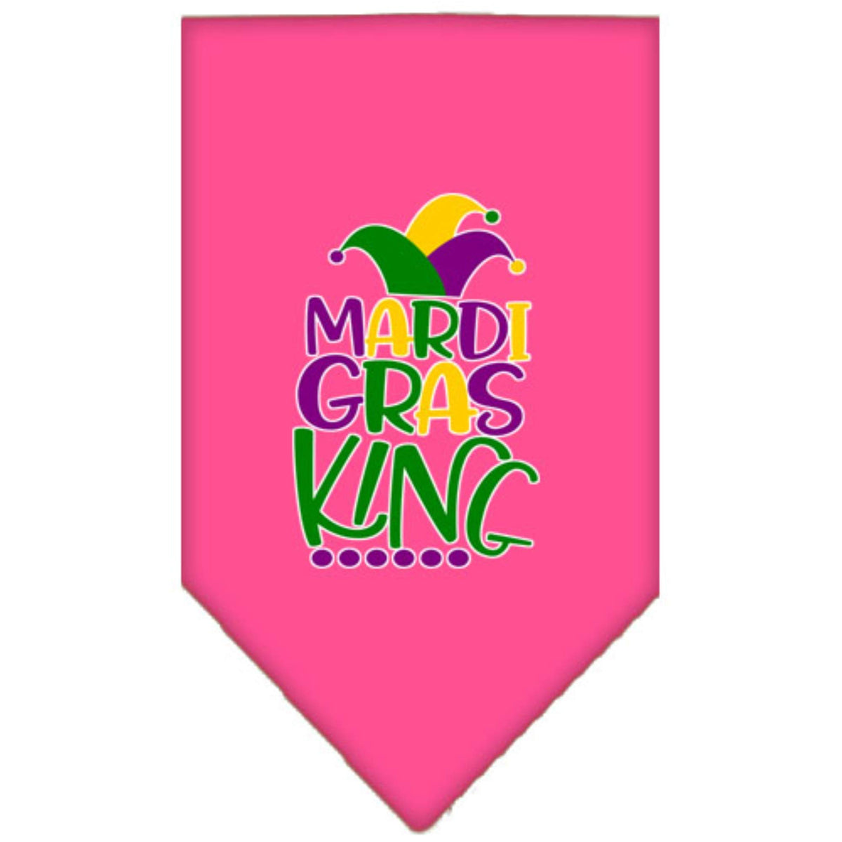 Mirage Pet Product Mardi Gras King Screen Print Mardi Gras Bandana Bright Pink Small