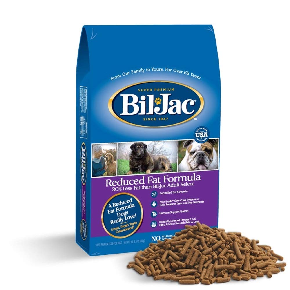 Bil-Jac Dry Dog Food Diet Adult Select Reduced Fat Formula Small or Large Breed 30 lb Bag - Super Premium Since 1947