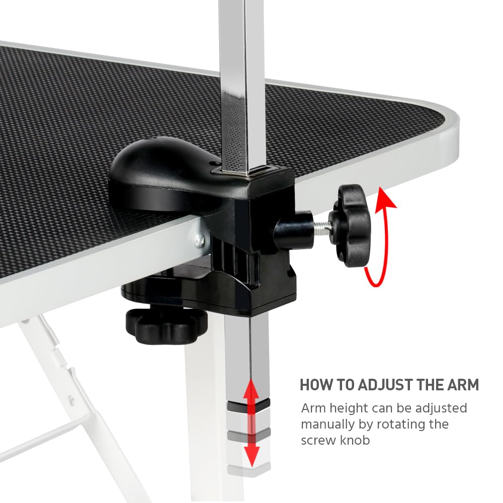 Yaheetech Professional 36-inch Foldable Pet Grooming Table with Arm & Noose & Mesh Tray, Maximum Capacity Up to 220lbs