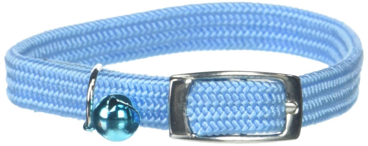 Omnipet Kool Kat Elastic Cat Safety Collar With Bell, Light Blue, 12''
