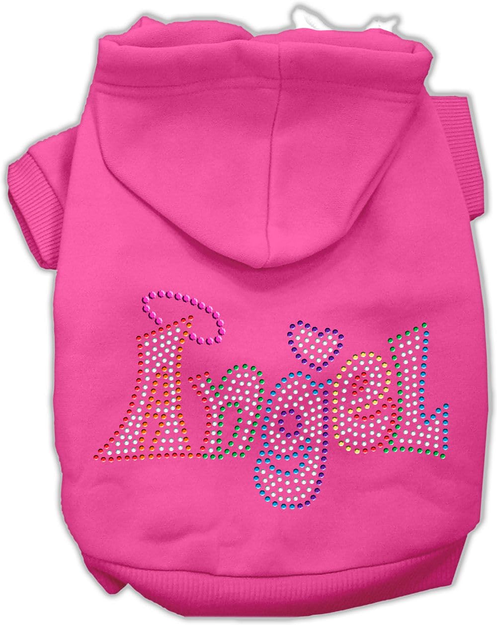 Pet, Dog & Cat Hoodie Rhinestone, 'Technicolor Angel' Bright Pink 3Xl (25-35 Lbs.)
