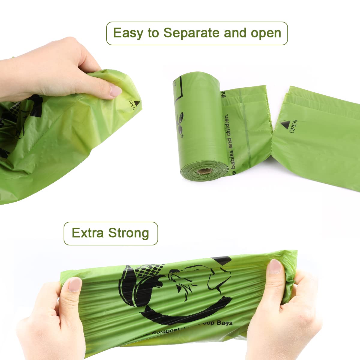 Certified Compostable Dog Poop Bags, 120 Count Landfill Friendly And Leakproof Waste Bags, Easy Open Unscented Forest Green Poop