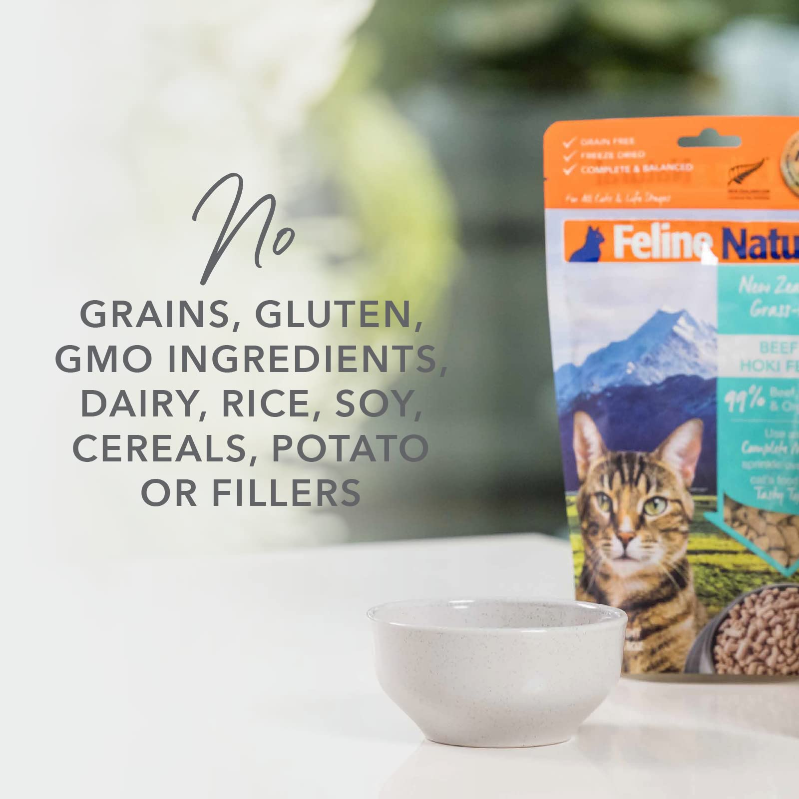 Feline Natural High Protein Dry Cat Food, Freeze-Dried Diet with 98% Meat, Organs & Seafood, No Peas, Grains, or Artificial Addi