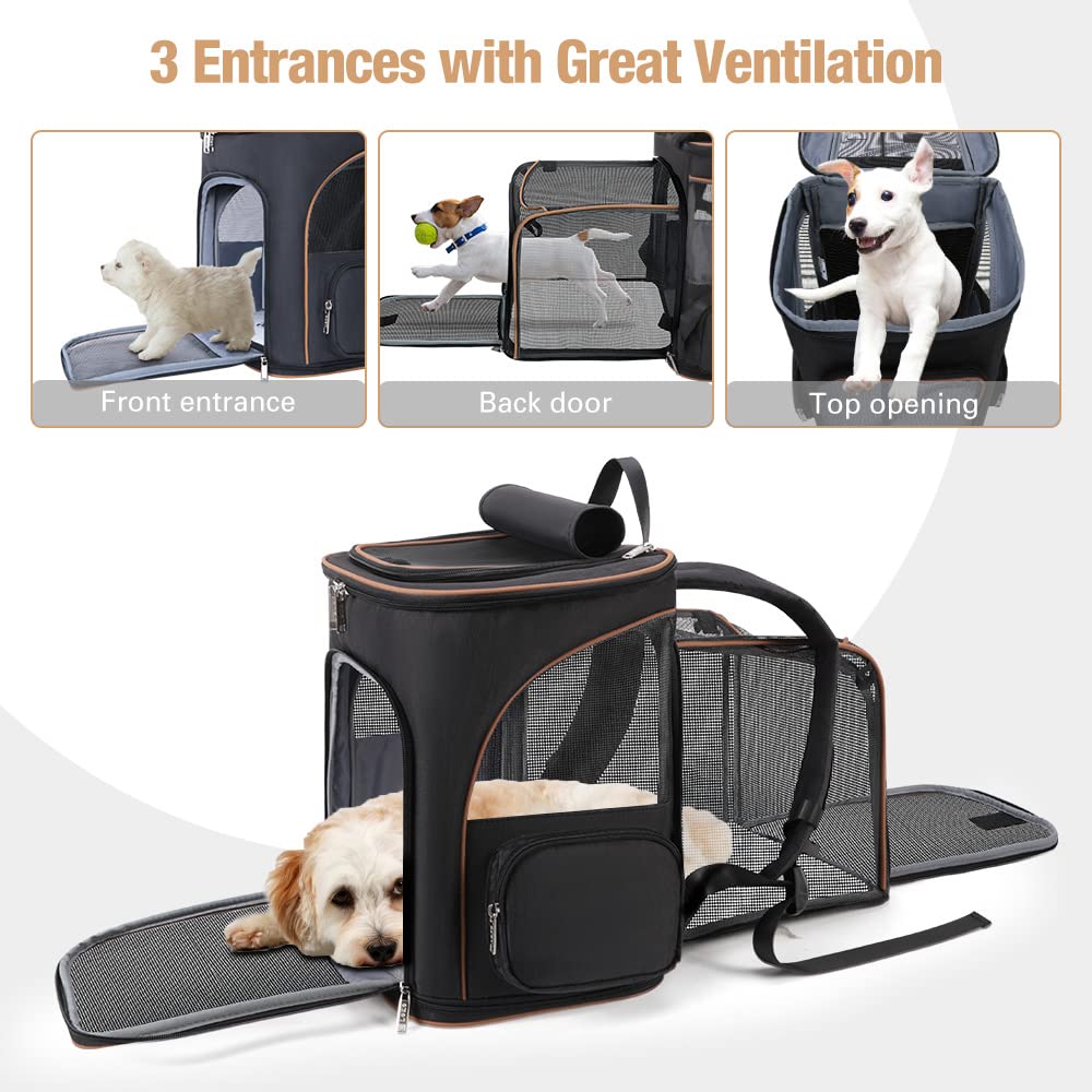 Lekereise Large Cat Backpack Carrier Expandable Pet Carrier Backpack For Small Dogs Medium Cats Fit Up To 18 Lbs, Foldable Puppy