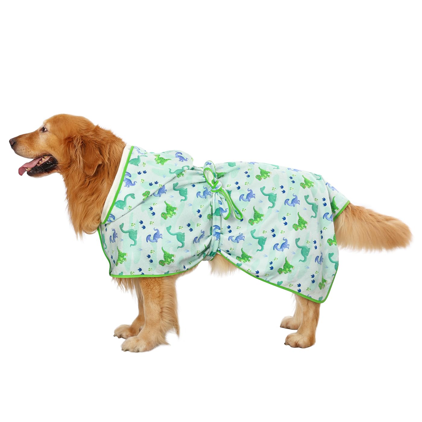Hde Dog Bathrobe Super Absorbent Quick Drying Towel With Hood For All Dog Breeds Sizes S-Xxl - Cute Dinosaurs - Xxl