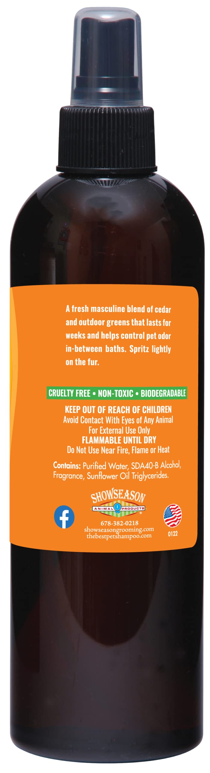 Showseason Bath & Brush Therapies Mountain Lodge Pet Cologne 12.5 Oz For Dogs | Long-Lasting Odor Eliminator | Paraben-Free | Bi