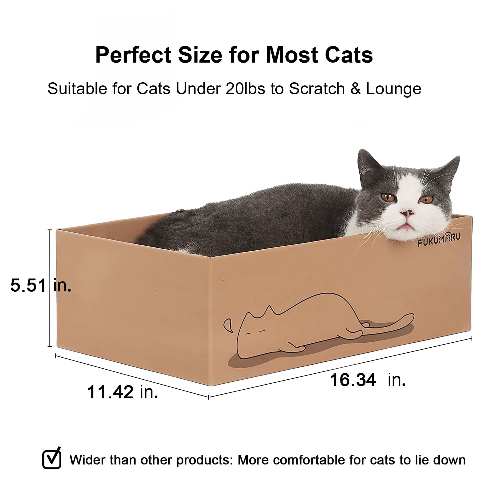 FUKUMARU 5 PCS Cat Scratching Boards, 11.4 Inch Width Ex-Large Cat Scratcher Box, Reversible Cardboard Scratchers for Indoor Cat