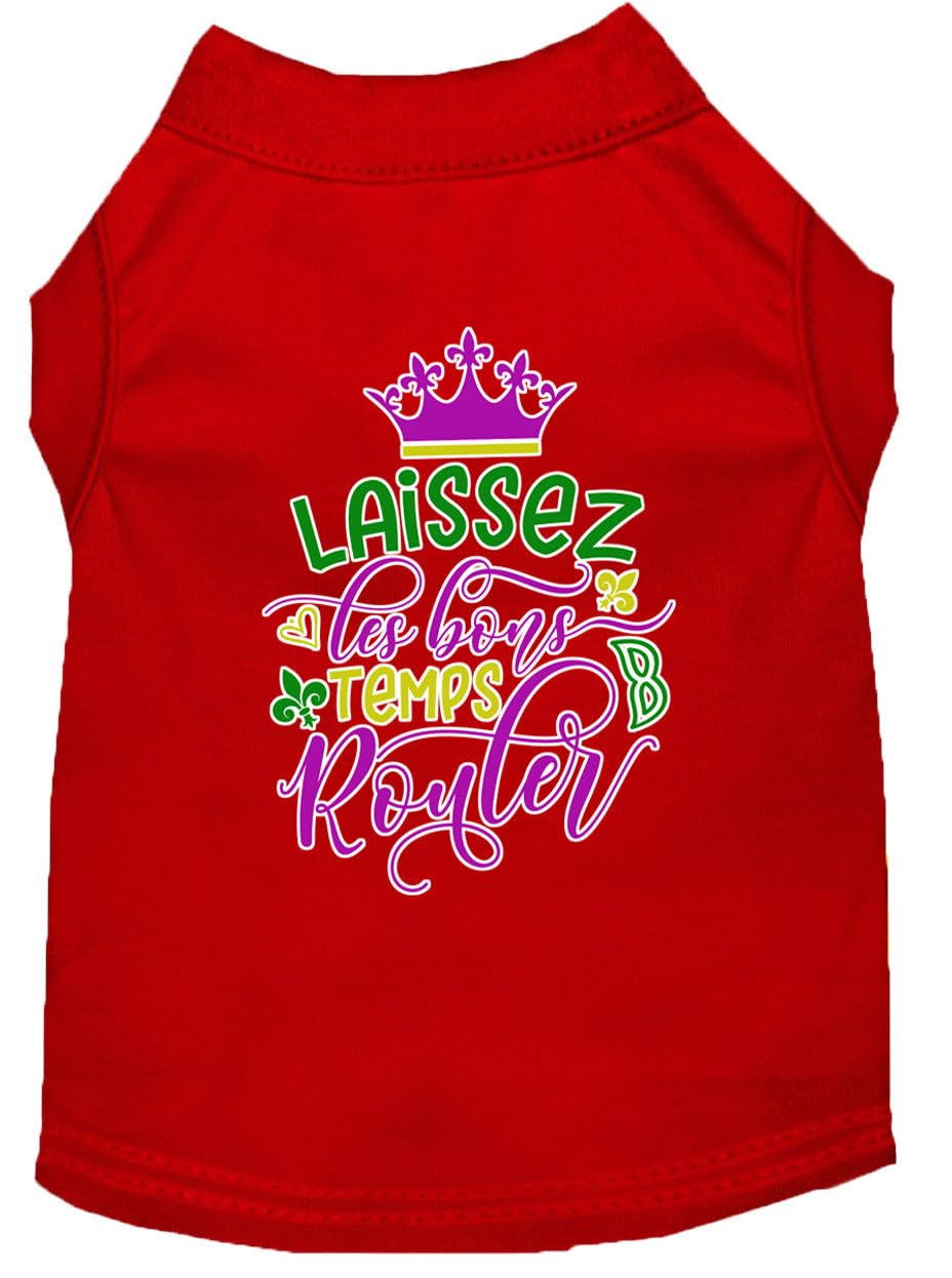 Mirage Pet Product Laissez Les Bons Temps Rouler Screen Print Mardi Gras Dog Shirt Red XXXL