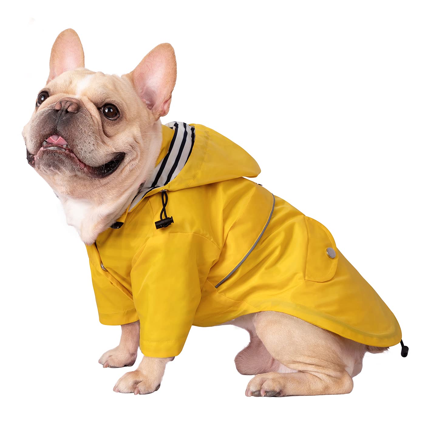 HDE Dog Raincoat Double Layer Zip Rain Jacket with Hood for Small to Large Dogs Yellow - S