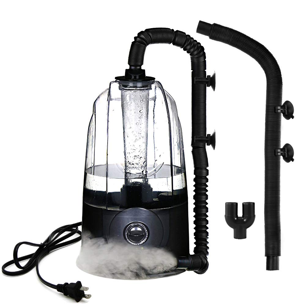 Coospider Reptile Fogger Humidifier Mister For Terrarium Tank With 2 Extension Tubes/Hoses, Pets Mister Adjustable Fog For Repti