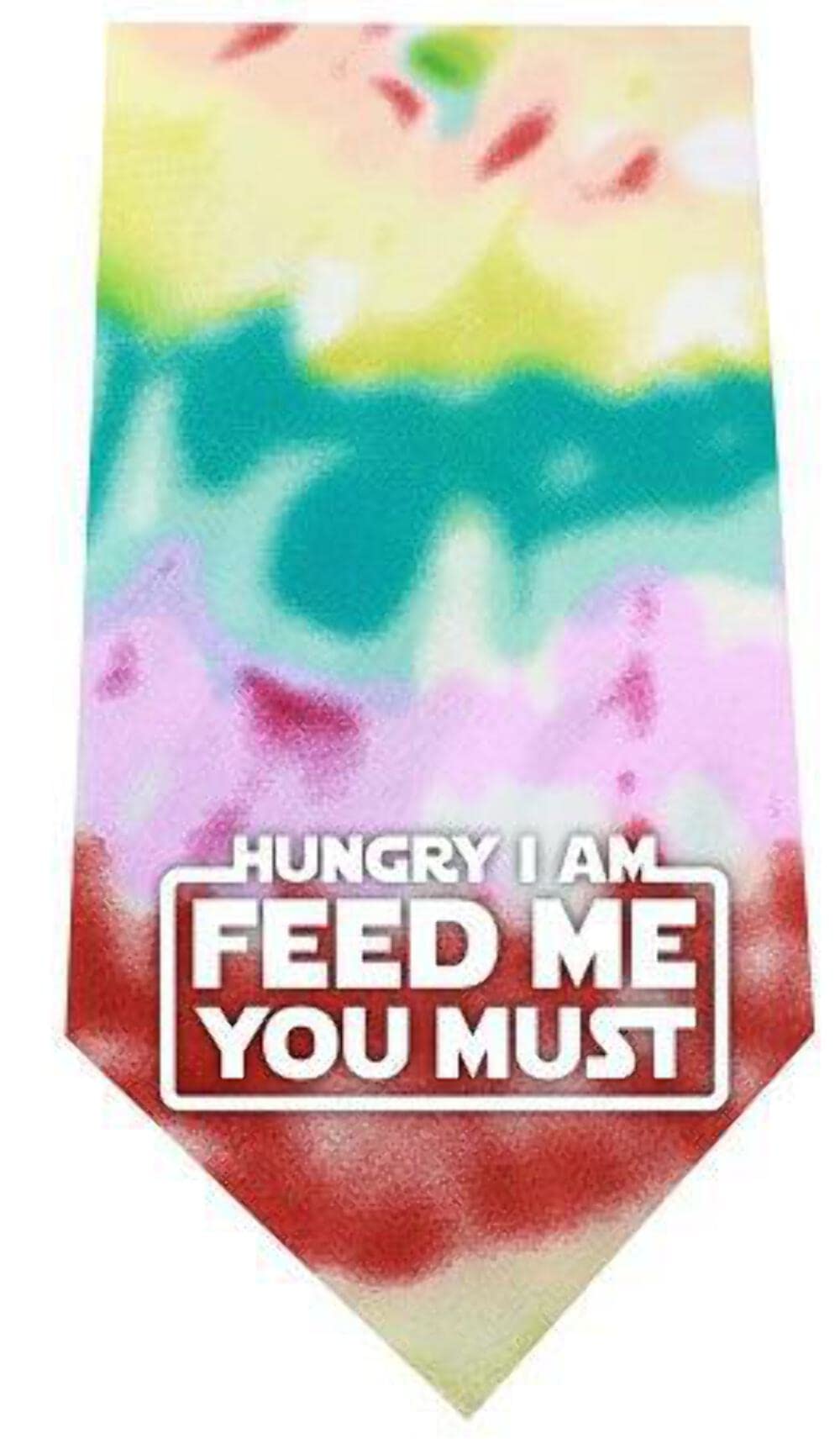 Pet and Dog Bandana Screen Printed, "Hungry I Am, Feed Me You Must" Navy Blue Small