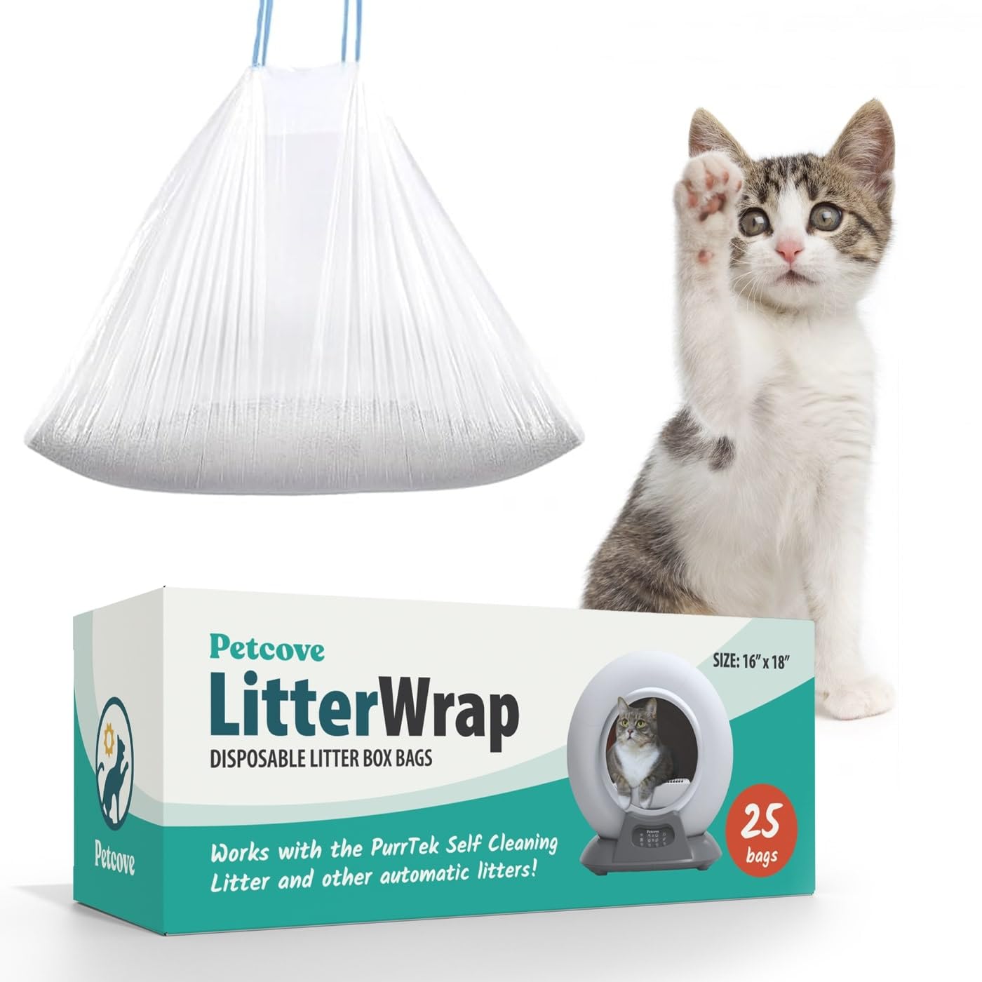 Premium Self Cleaning Cat Litter Box Liners Kitty Litter Bags Poop Bags Pet Waste Bags & Durable Litter Box Liners Ultimate Odor