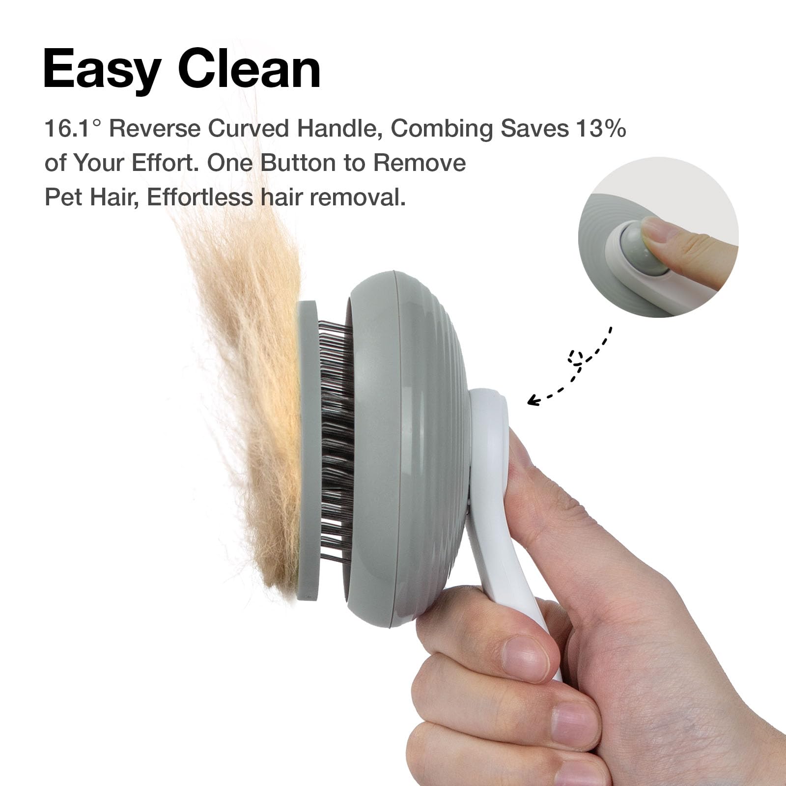 Guliguli Cat Brush For Shedding, Pet Grooming Self Cleaning Slicker Brush For Cats & Dogs, Grey