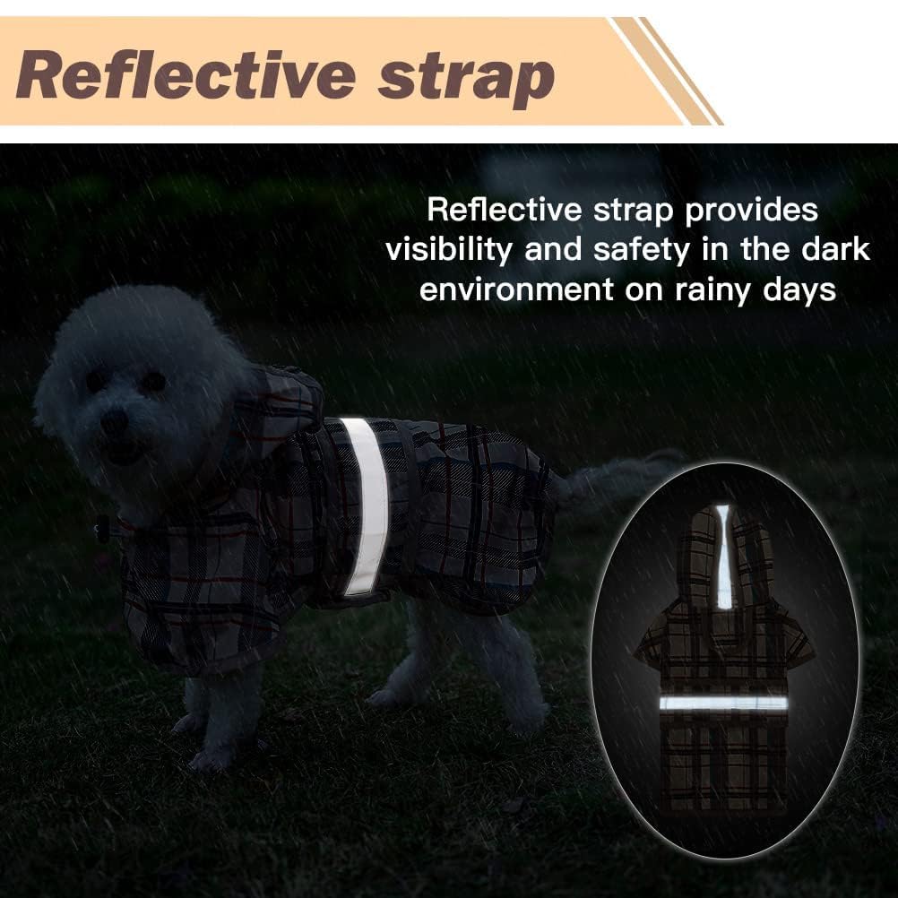 Dog Raincoat Hooded With Reflective Strip - Waterproof Dog Jumpsuit Raincoat Adjustable Lightweight Breathable Rain Poncho Jacket Rainwear For Large Dogs