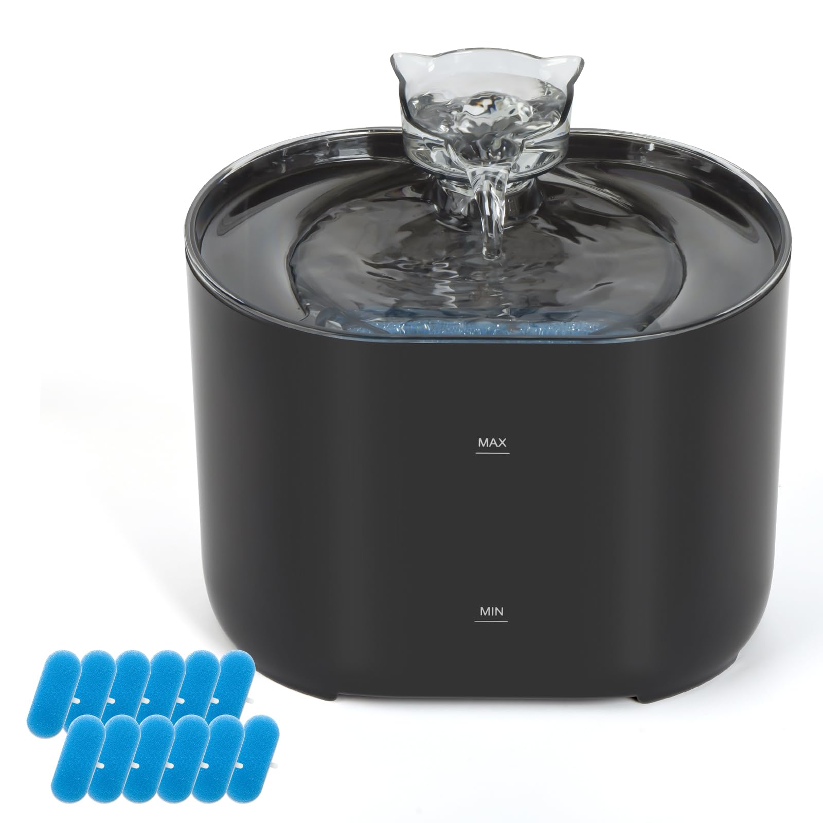 Meill Cat Water Fountain, 75Oz/2.2L Dog Water Bowl Dispenser With Filter Indoor For Small Pets, Automatic Shut-Off For Low Water