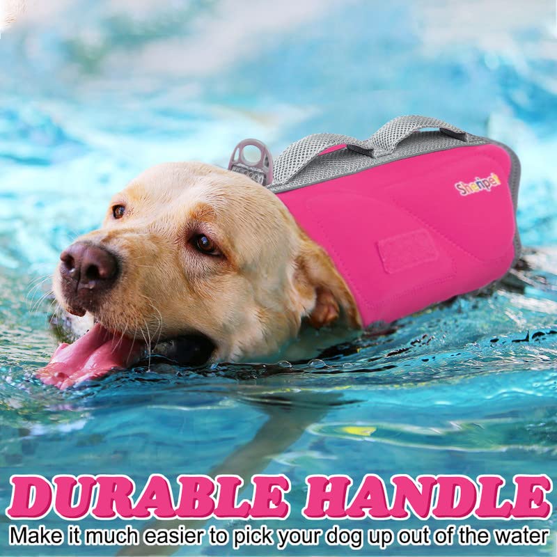 Sheripet Dog Life Jacket For Large Dogs, Dog Life Vest For Swimming With Three Fashion Fabric Patches,Dog Life Jacket With Refle