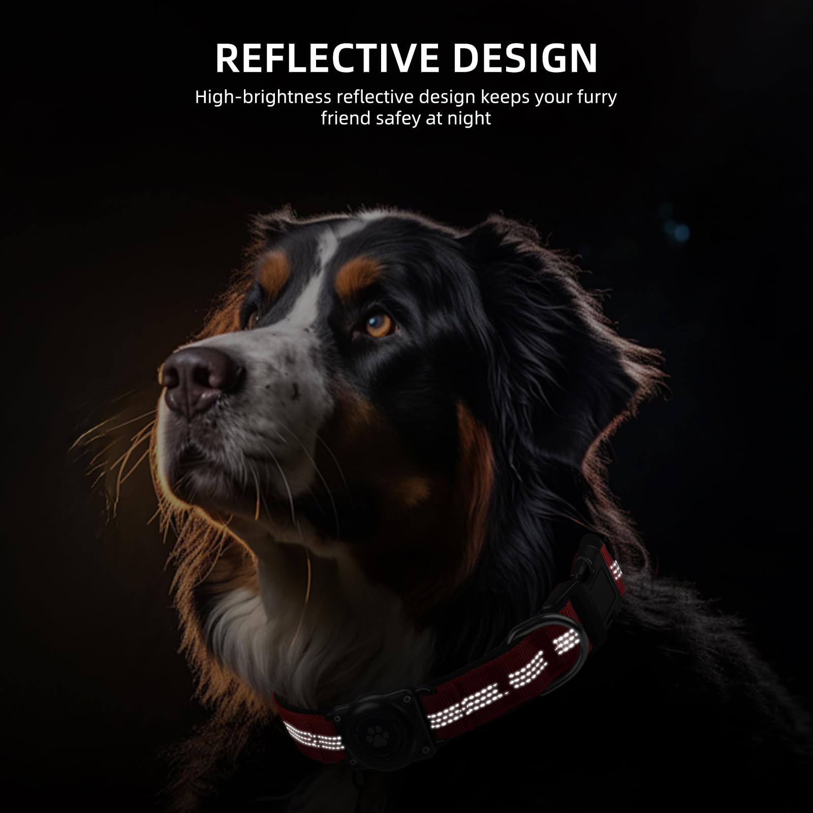 Upgraded Airtag Dog Collar, Ip68 Waterproof Air Tag Dog Collar Holder, Reflective, Ultra-Durable, Comfortable Padded, Heavy Duty Dog Collars For Small Medium Large Dogs (L (14.8'-20.3'), Red)