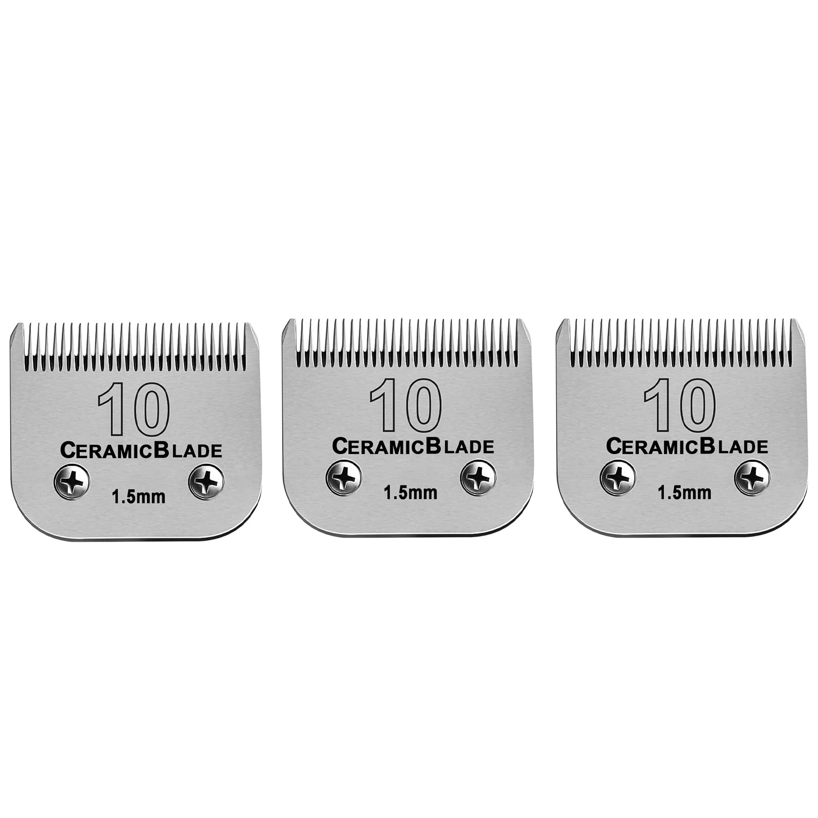 3 Pack Detachable Pet Dog Grooming Clipper Ceramic Blade sets,Compatible with Andis Size 10 Cut Length 1/16''(1.5mm),Compatible 