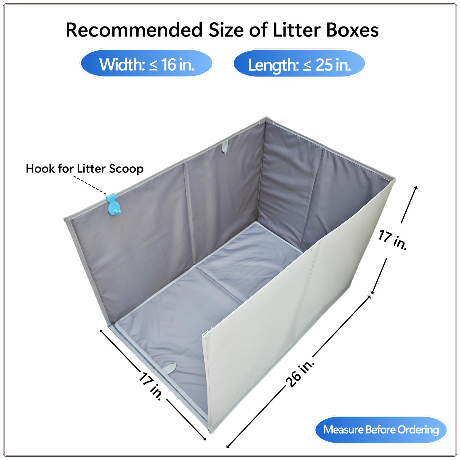 Gesomepurrz Extra Large Cat Litter Box Enclosure, Open Top High Side Splash Guard For Litter Box, Waterproof Pee Shield For Cat