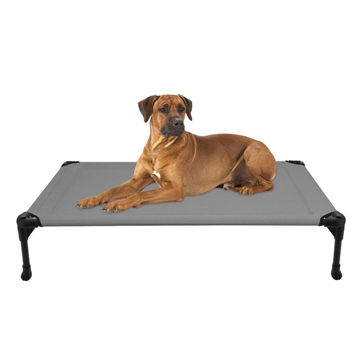 Veehoo Cooling Elevated Dog Bed, Portable Raised Pet Cot With Washable & Breathable Mesh, No-Slip Feet Durable Dog Cots Bed For Indoor & Outdoor Use, Large, Cwc1803-L Silver Gray