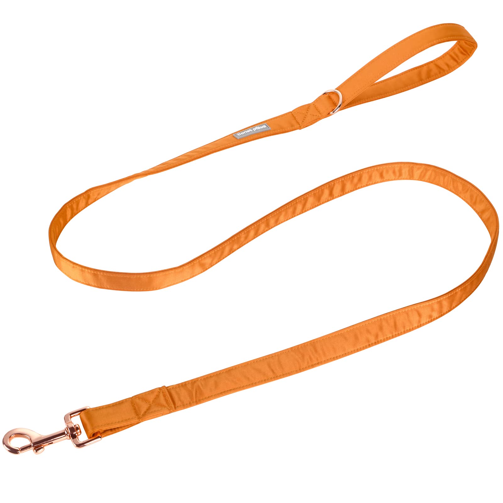 Lionet Paws Dog Leash - Silk Orange Leash For Small Medium Large Dogs Matching Collar For Girl And Boy